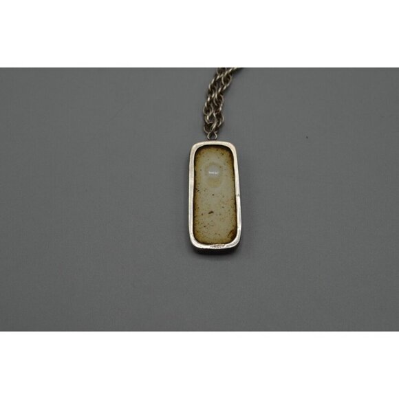 Blue & White Bar Pendant Rope Chain Necklace Sterling Silver 15.5" Chinese Asian - Picture 8 of 11